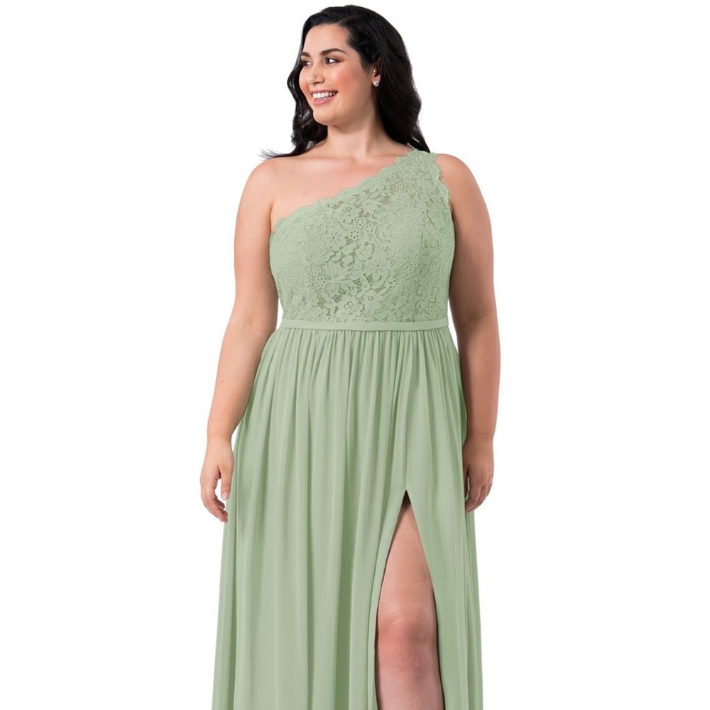 Azazie Demi Bridesmaid Dress in Dusty Sage Size 14
